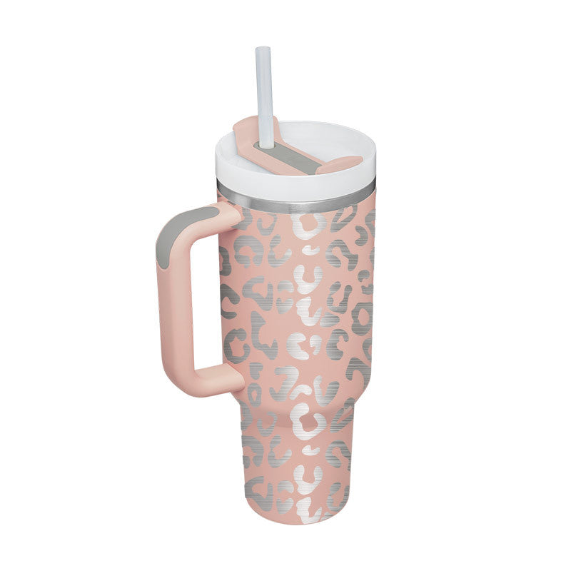 Thirsty Diva 40oz tumbler with ergonomic carry handle - angled view