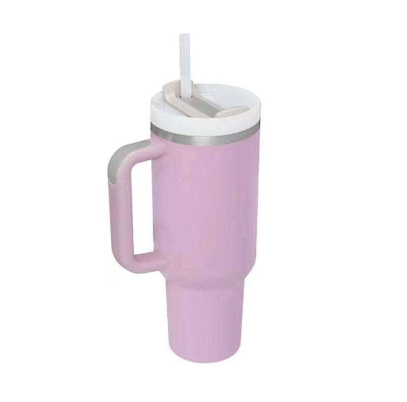 40oz Diva Insulated Tumbler with straw and handle - product flat lay