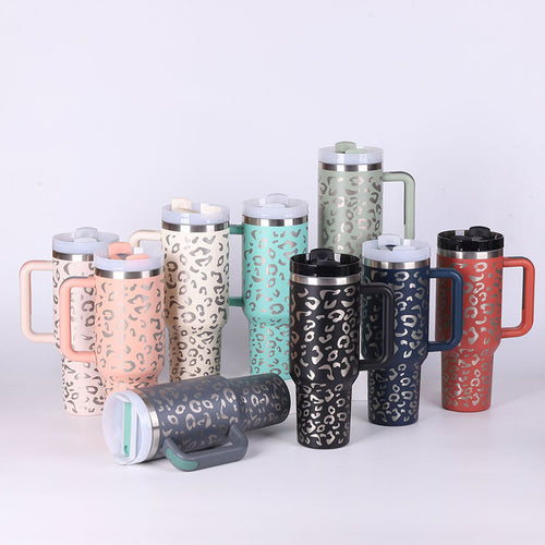 40oz Diva Insulated Tumbler with handle and spill-proof straw lid