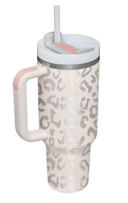 40oz insulated stainless steel tumbler with carry handle - rear view